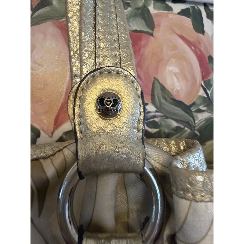 Y2K VTG Kathy Van Zeeland Metallic Gold Ruched Hobo Shoulder Bag Bratz Glam